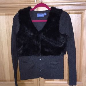 NWOT! Vera Wang Faux Fur Cardigan